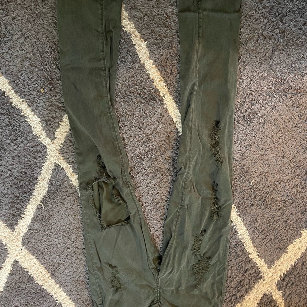 Distressed Olive Green Pants
